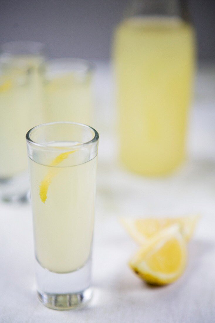 Limoncello with lemon zest
