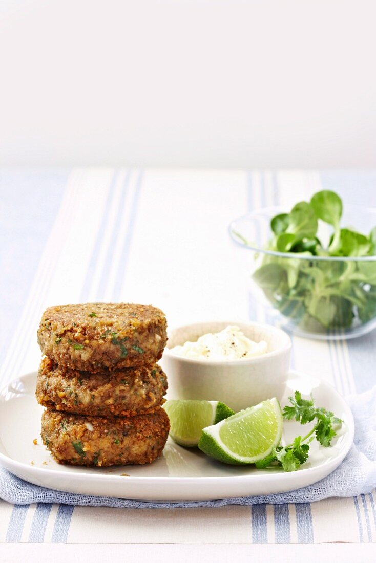 Lentil cakes with chilli and garlic