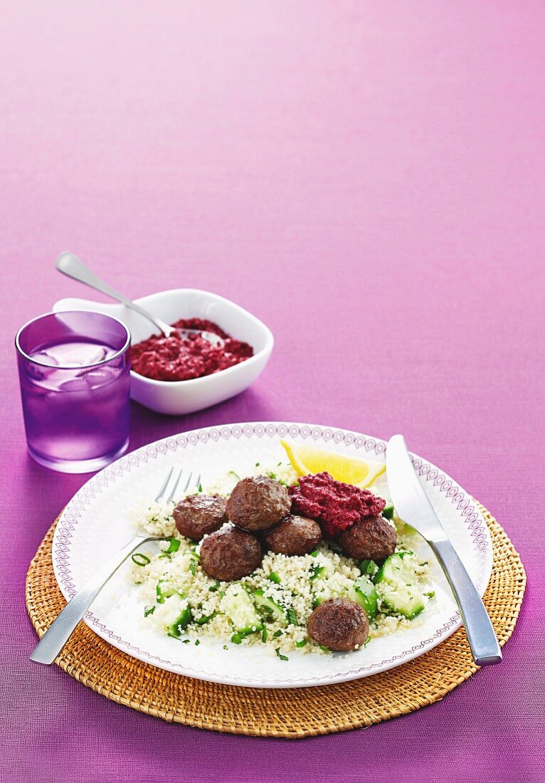 Turkish meatballs with cucumber couscous