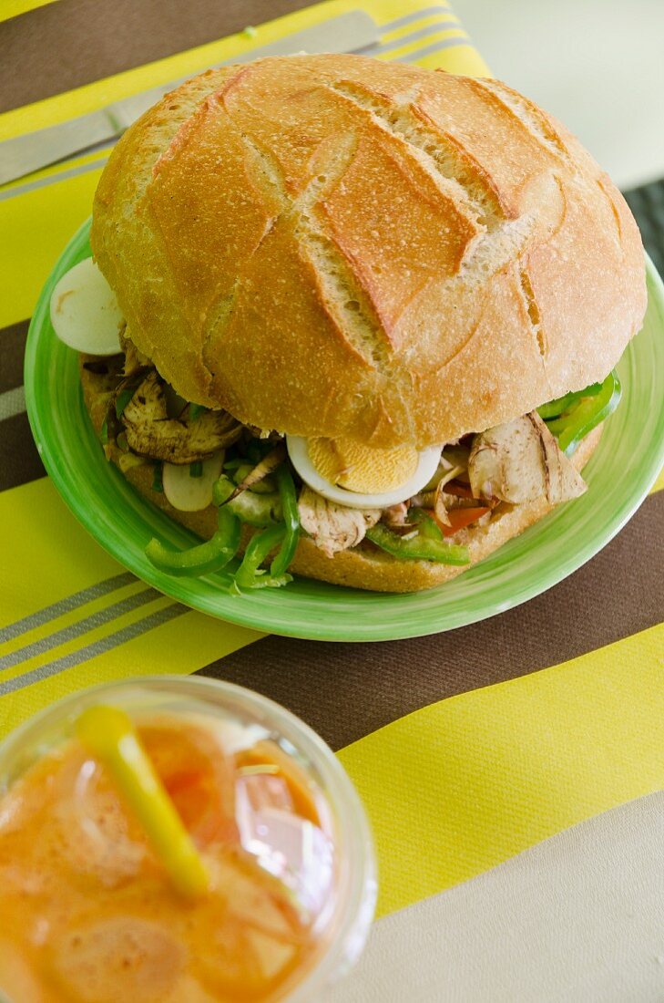 Pan Bagnat (a salade Nicoise roll, France)