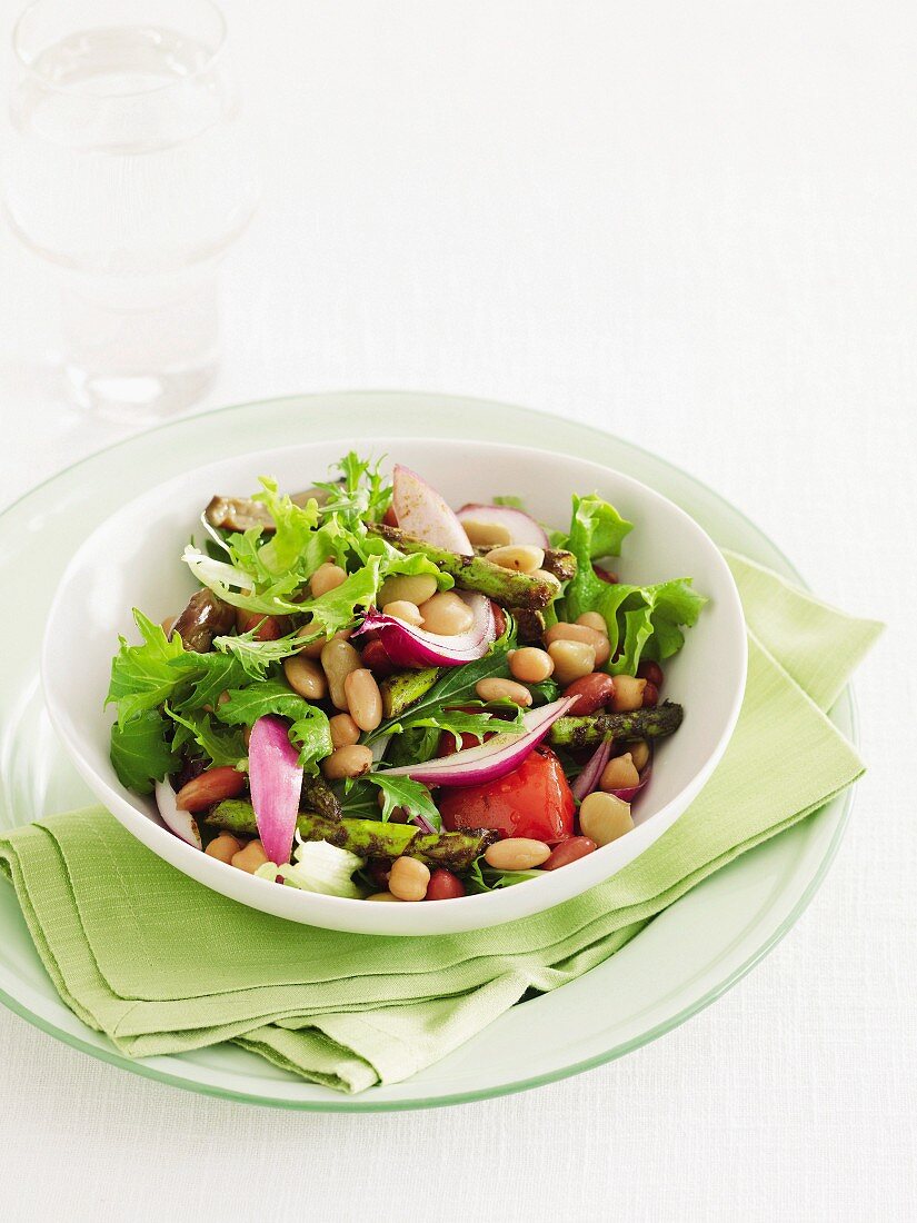 Spiced asparagus and bean salad