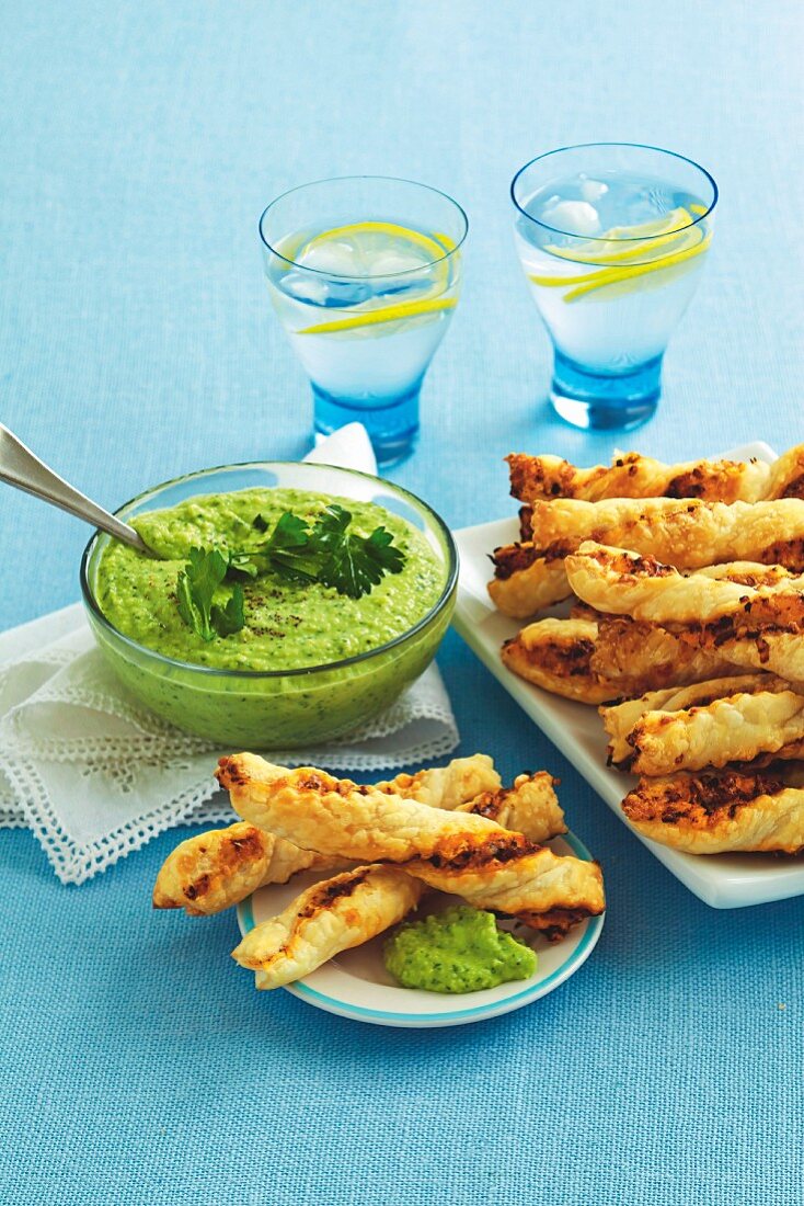 Tomatoes sticks with fava bean cream