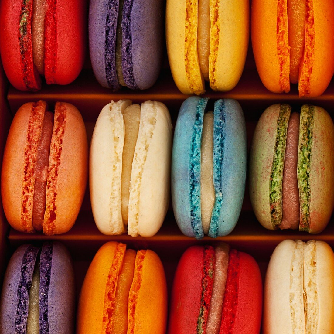 A box of multi coloured macaroons