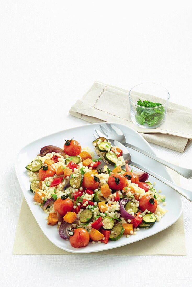 A couscous salad with roasted vegetables