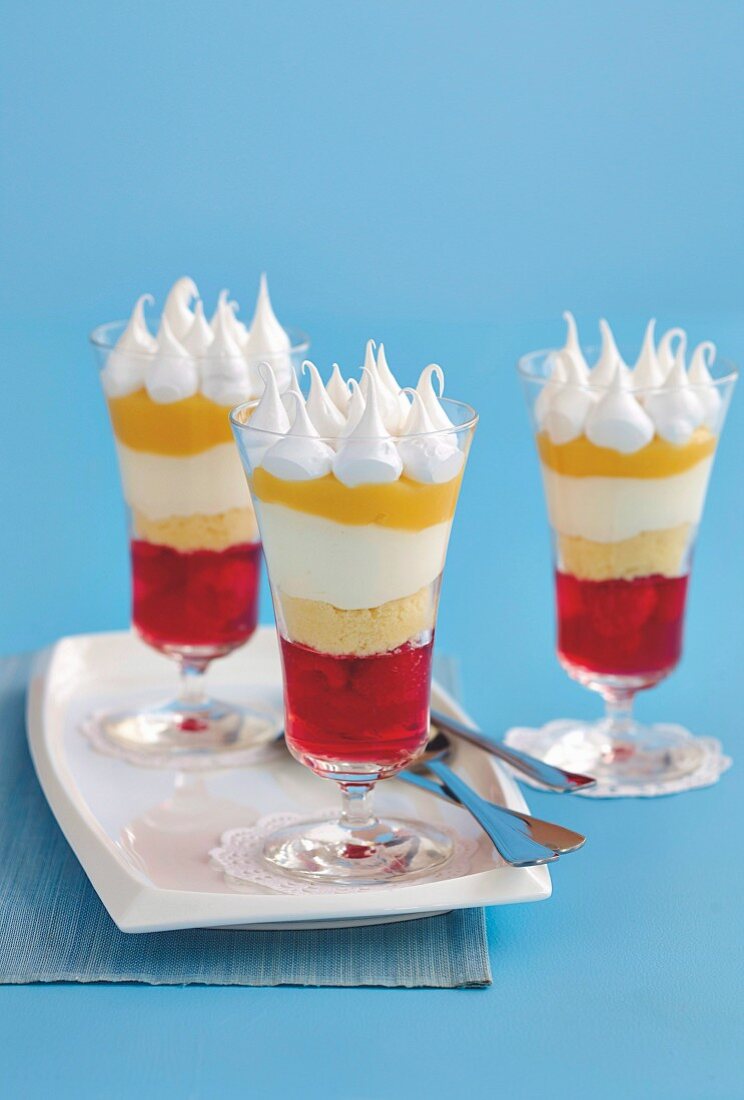 Raspberry meringue trifles