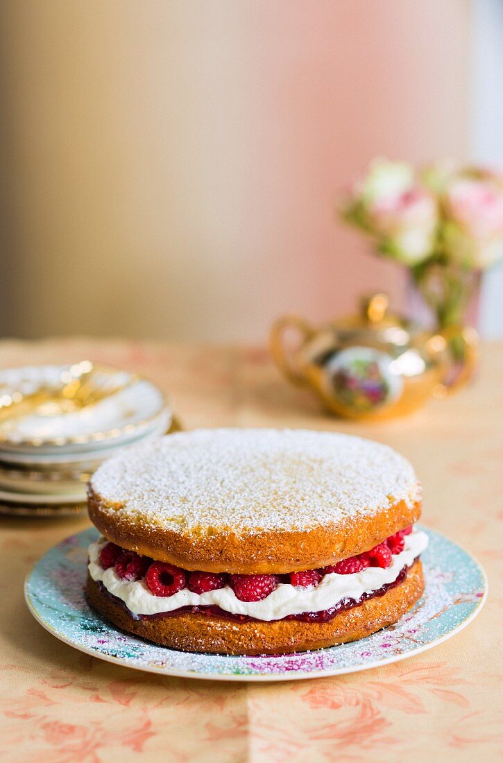 A raspberry sponge cake