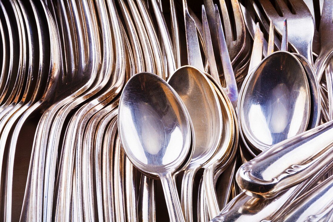 Silver cutlery (close-up)