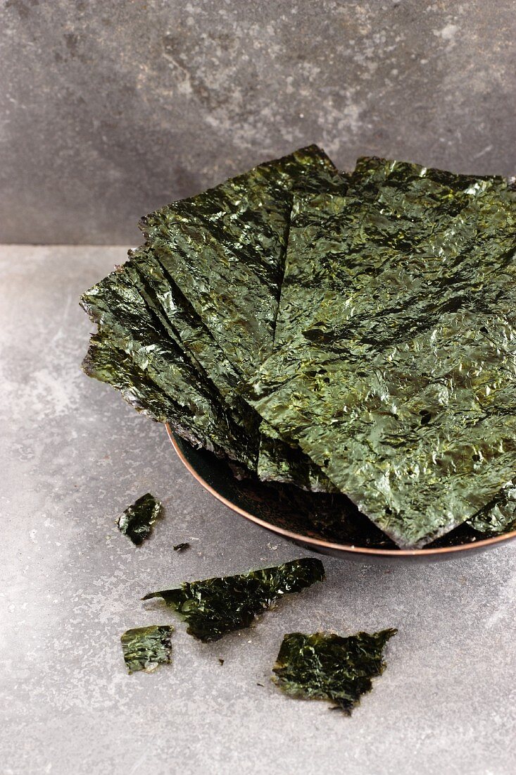 A bowl of seaweed chips