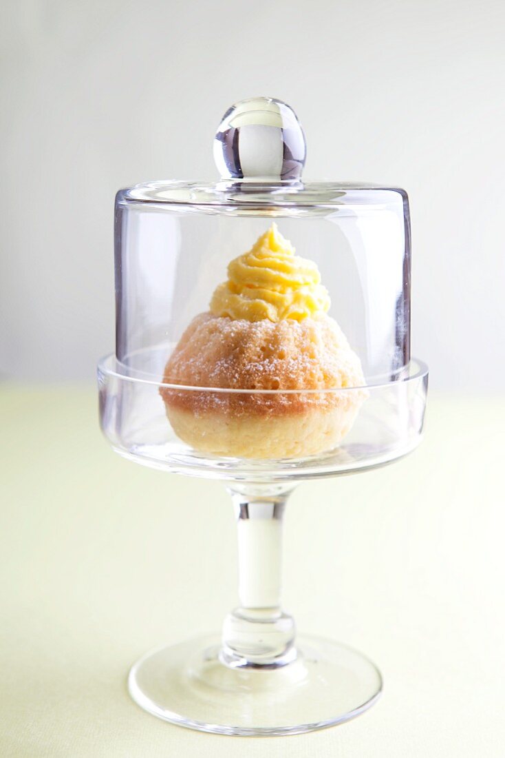 Cupcake-Gugelhupf unter einer Glashaube