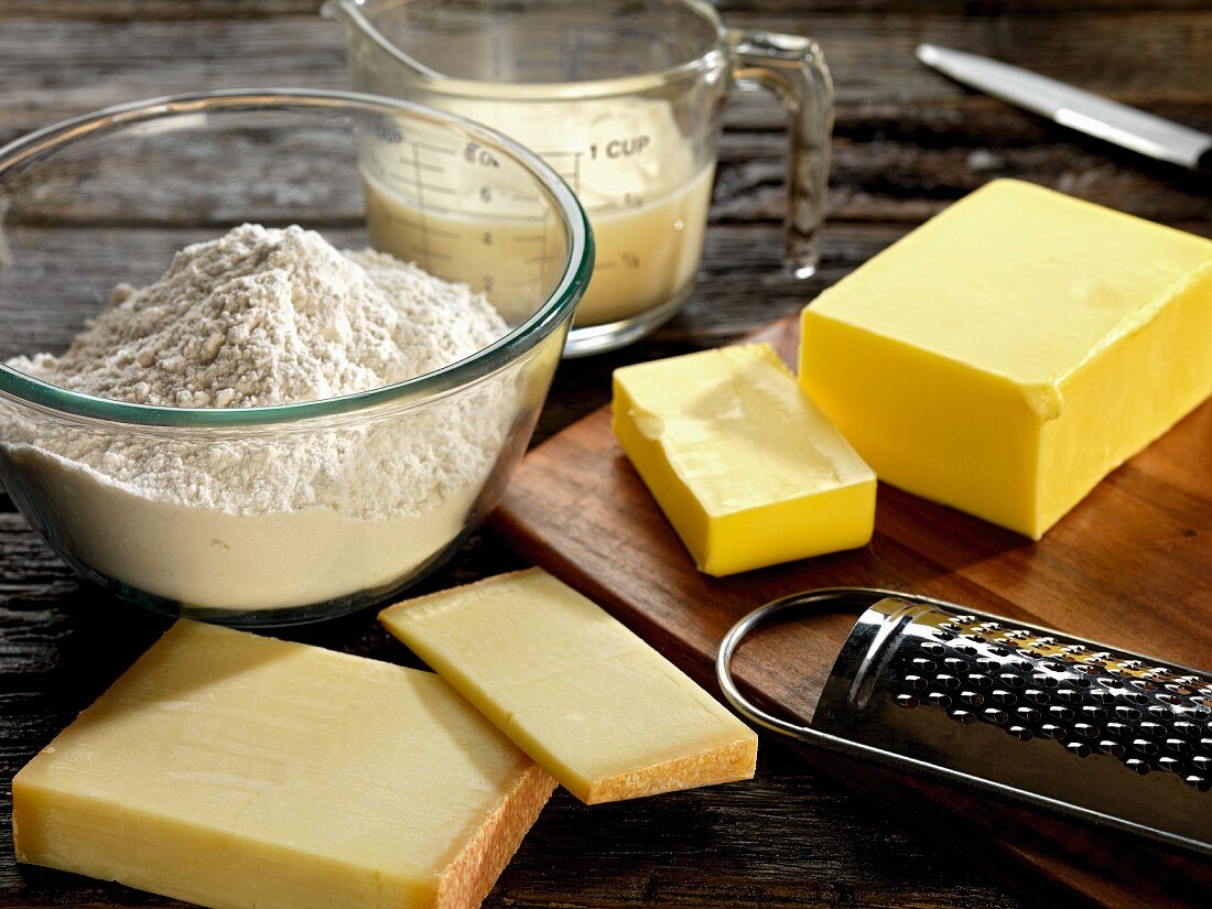 Ingredients for cheese pastries