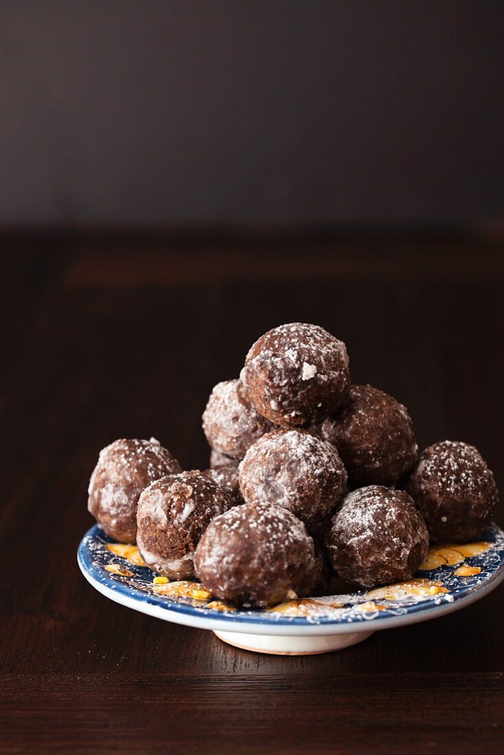 A stack of chocolate fritters