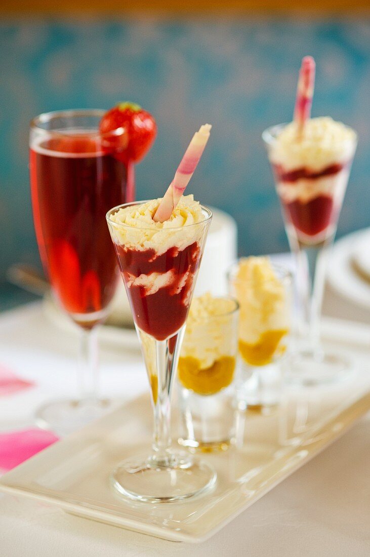 Eton mess and a strawberry drink for high tea