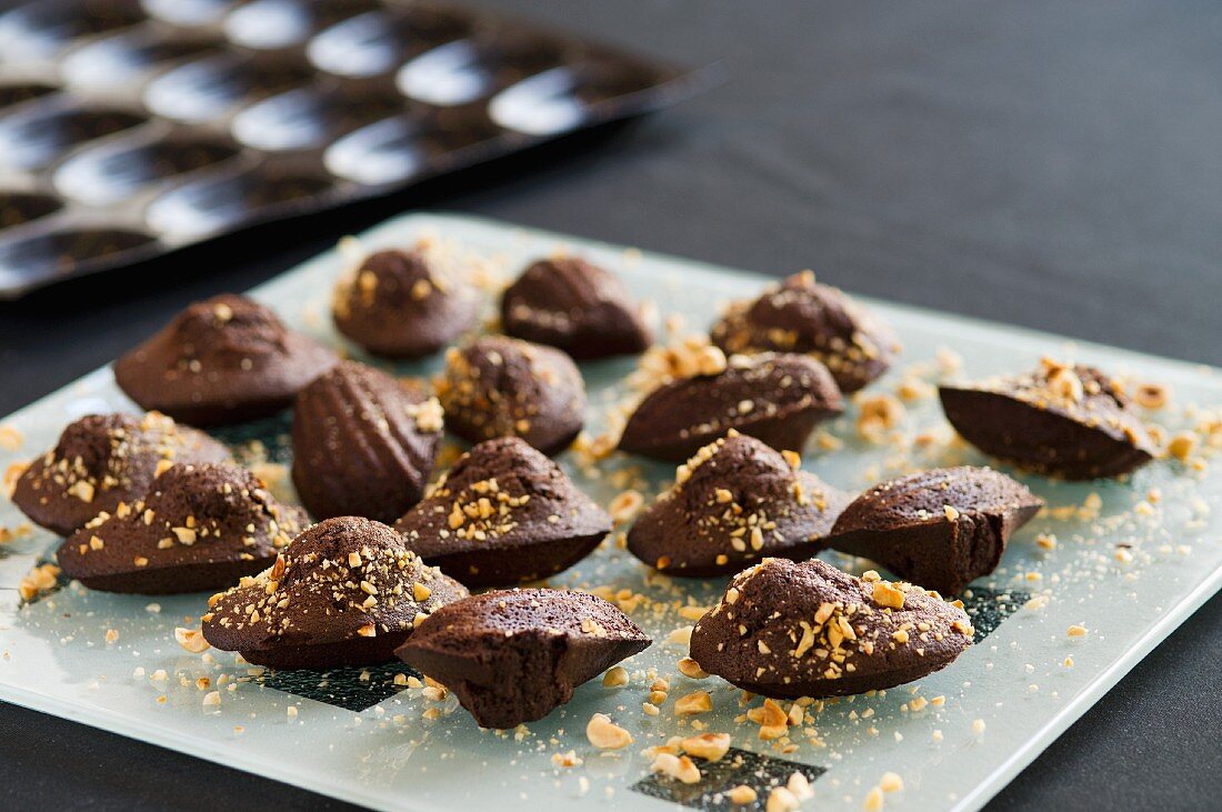 Chocolate and hazelnut madeleines