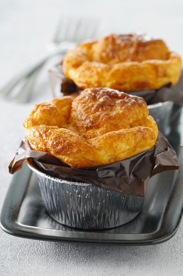 Two cheese soufflés