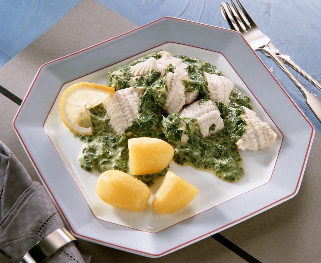 Cod fillet & spinach with cream
