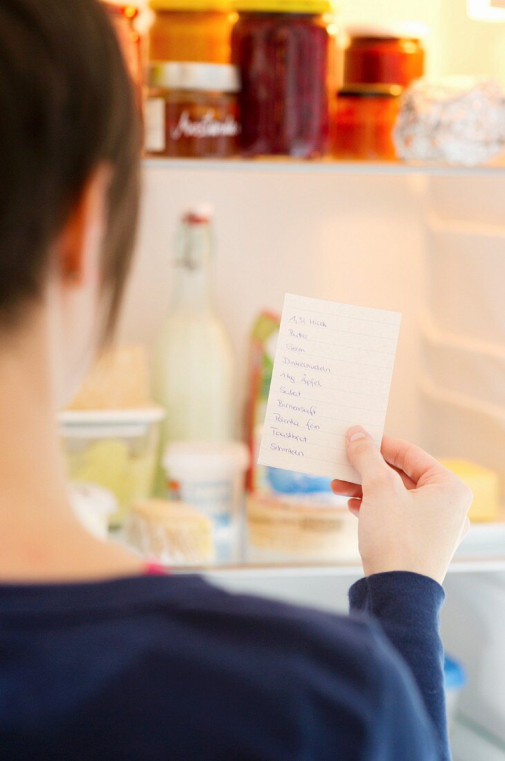 A shopping list being checked