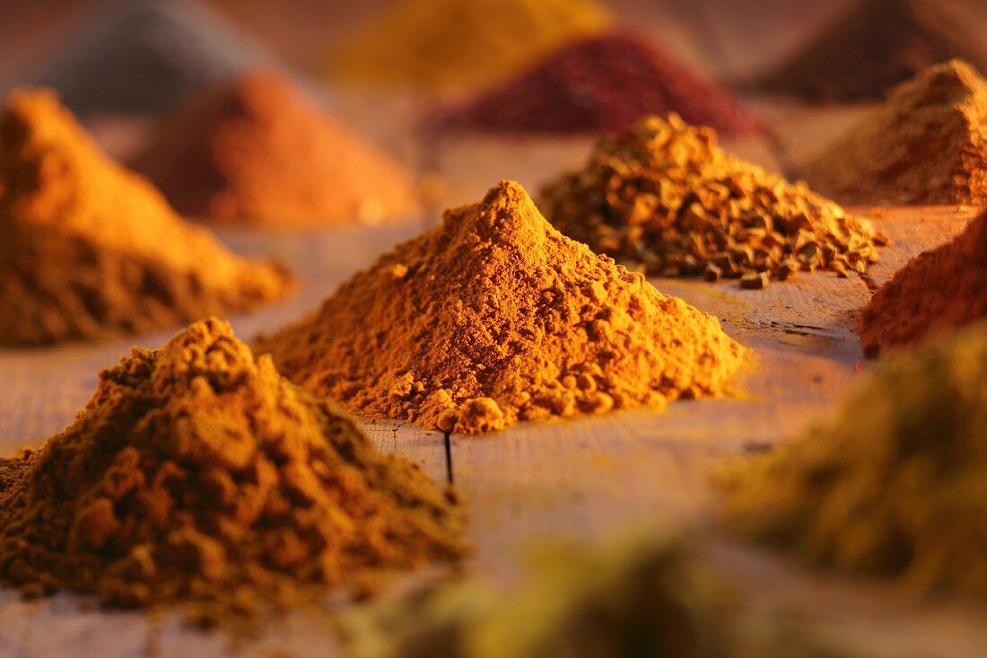 Piles of curry powder