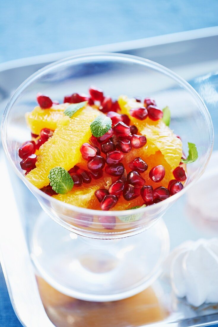 Orange salad with pomegranate seeds