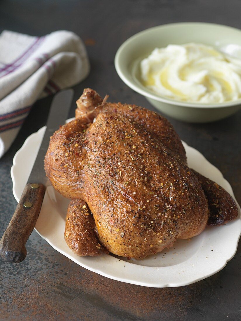 Roast chicken with mashed potatoes