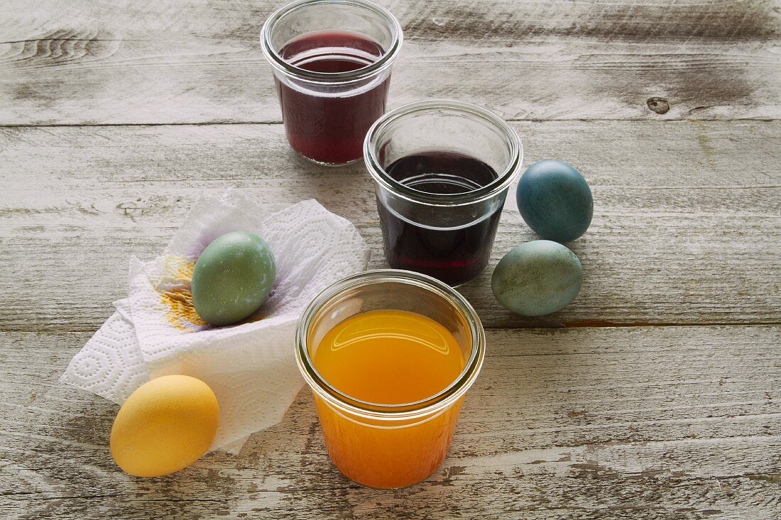 Easter eggs and food colouring