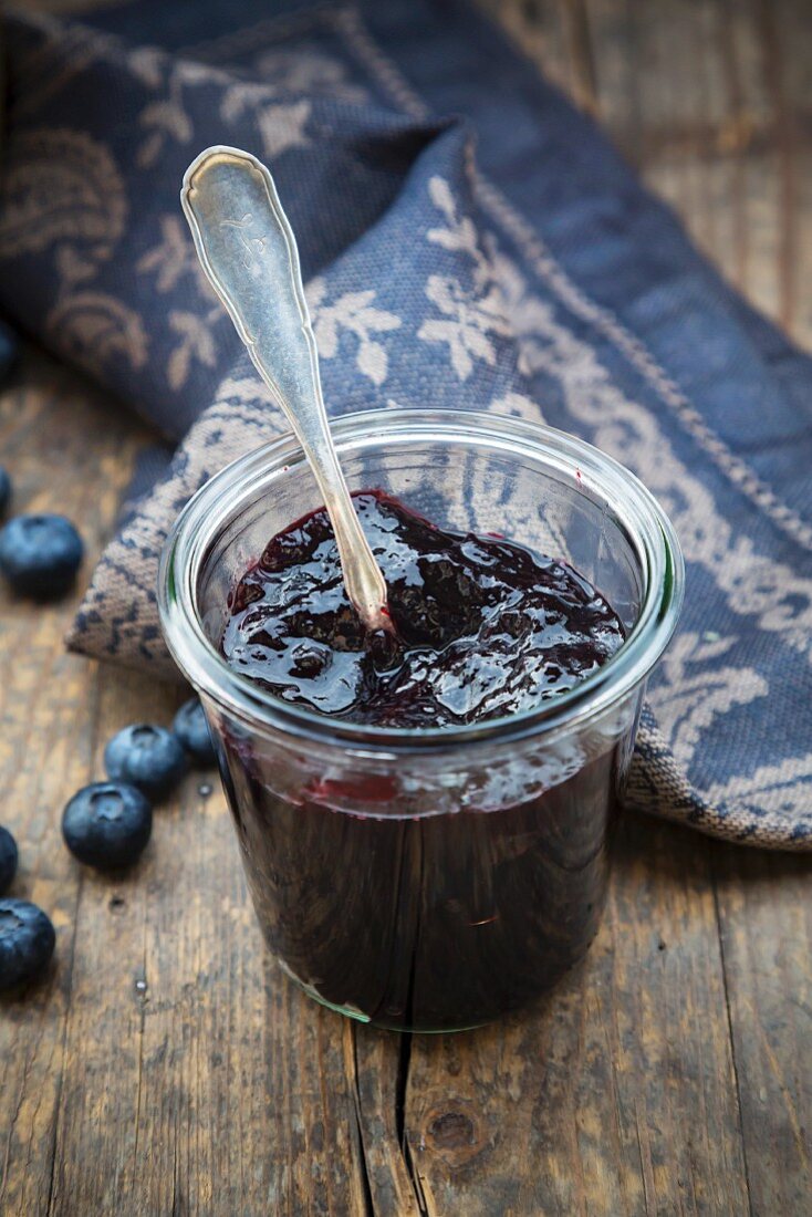 A jar of blueberry jam