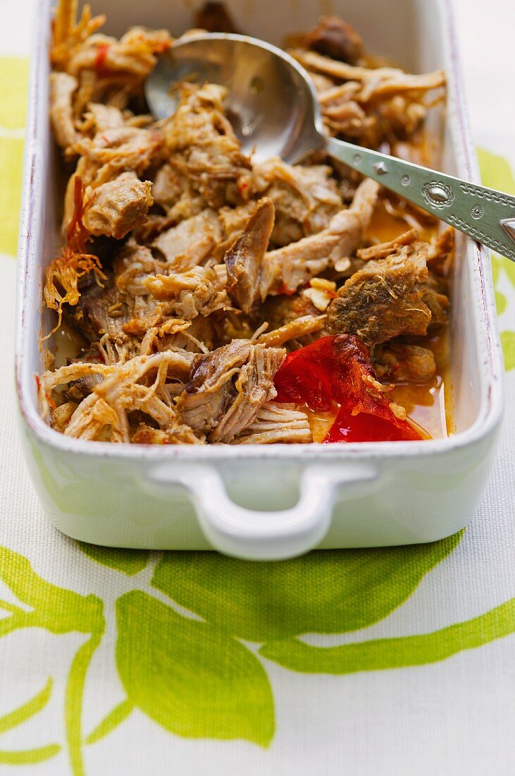 Pulled pork in a baking dish