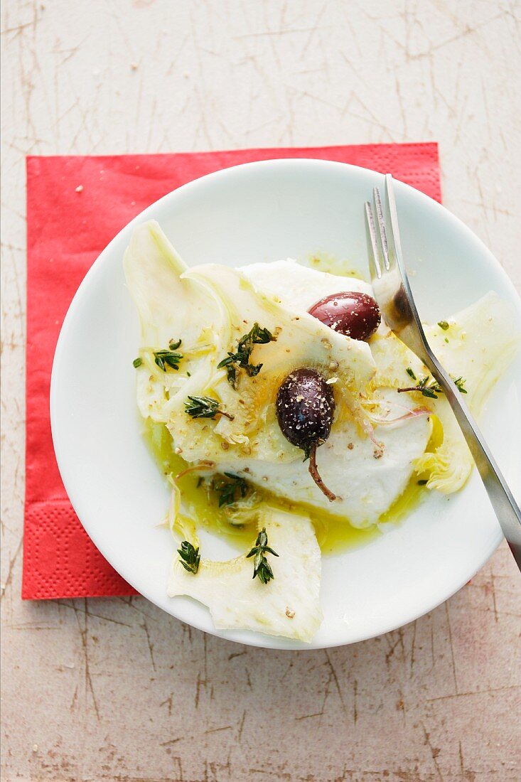 Büffelmozzarella mit Artischocken und Zitronenvinaigrette