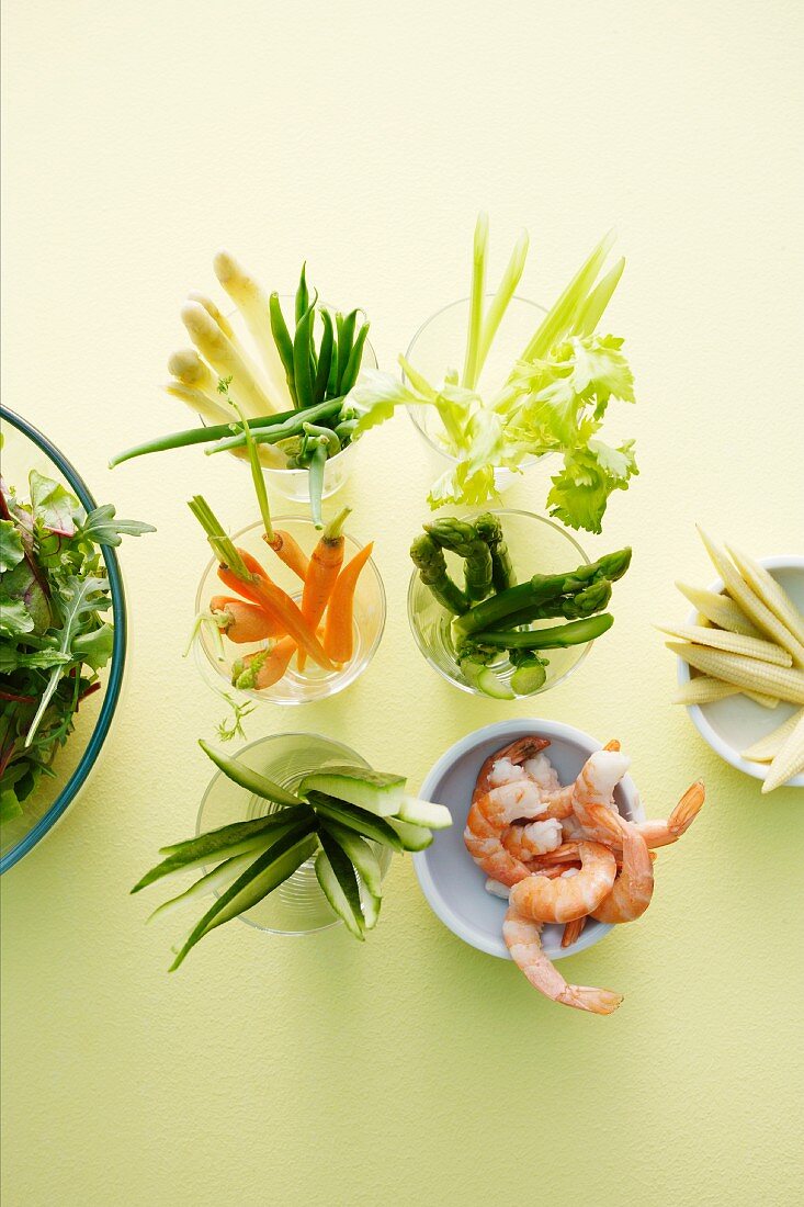 Vegetable sticks on a salad buffet