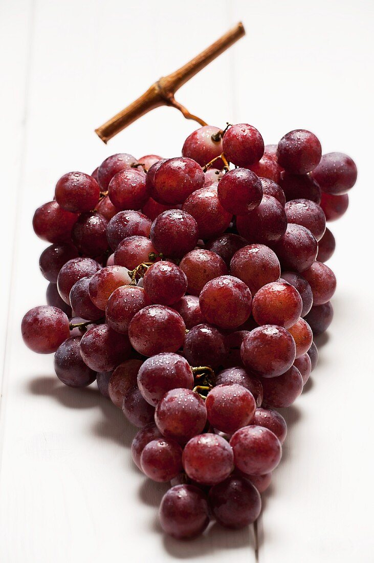 Red grapes with drops of water