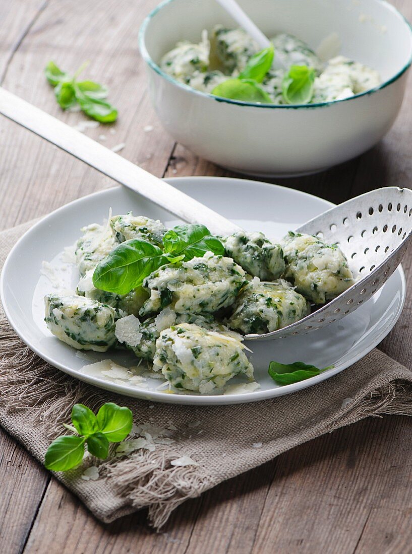 Herb dumplings with Parmesan and basil