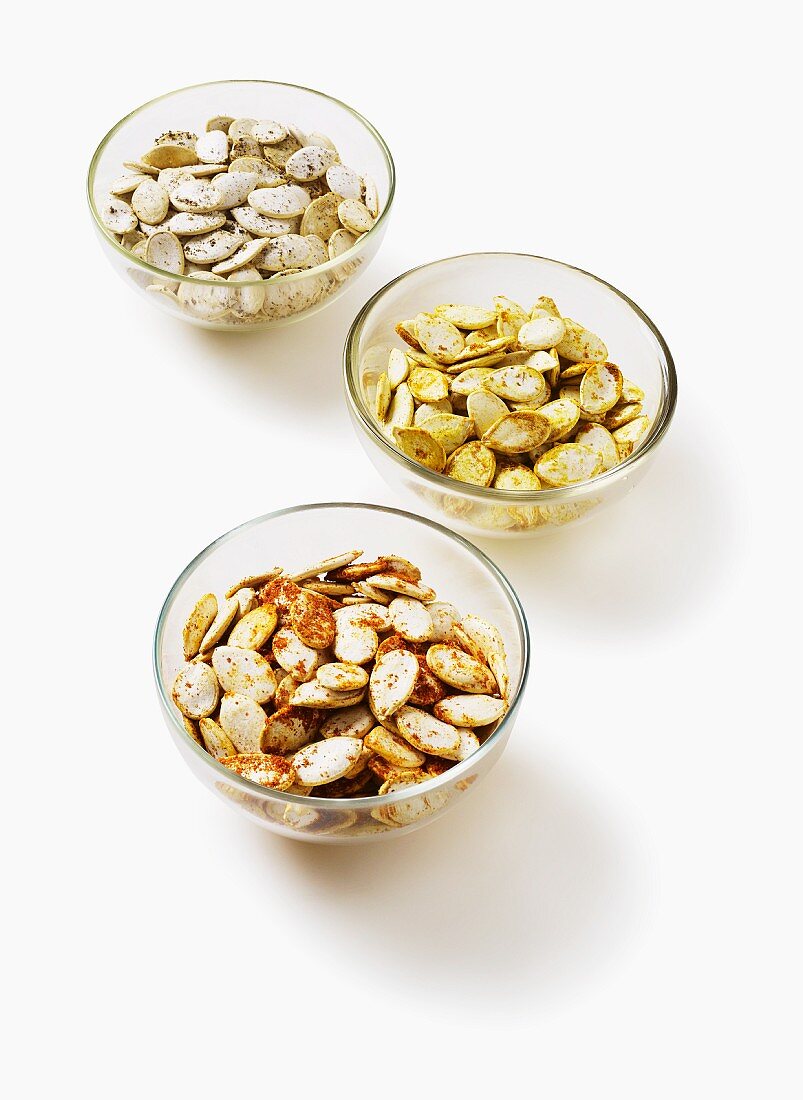 Pumpkin seeds with various different spices