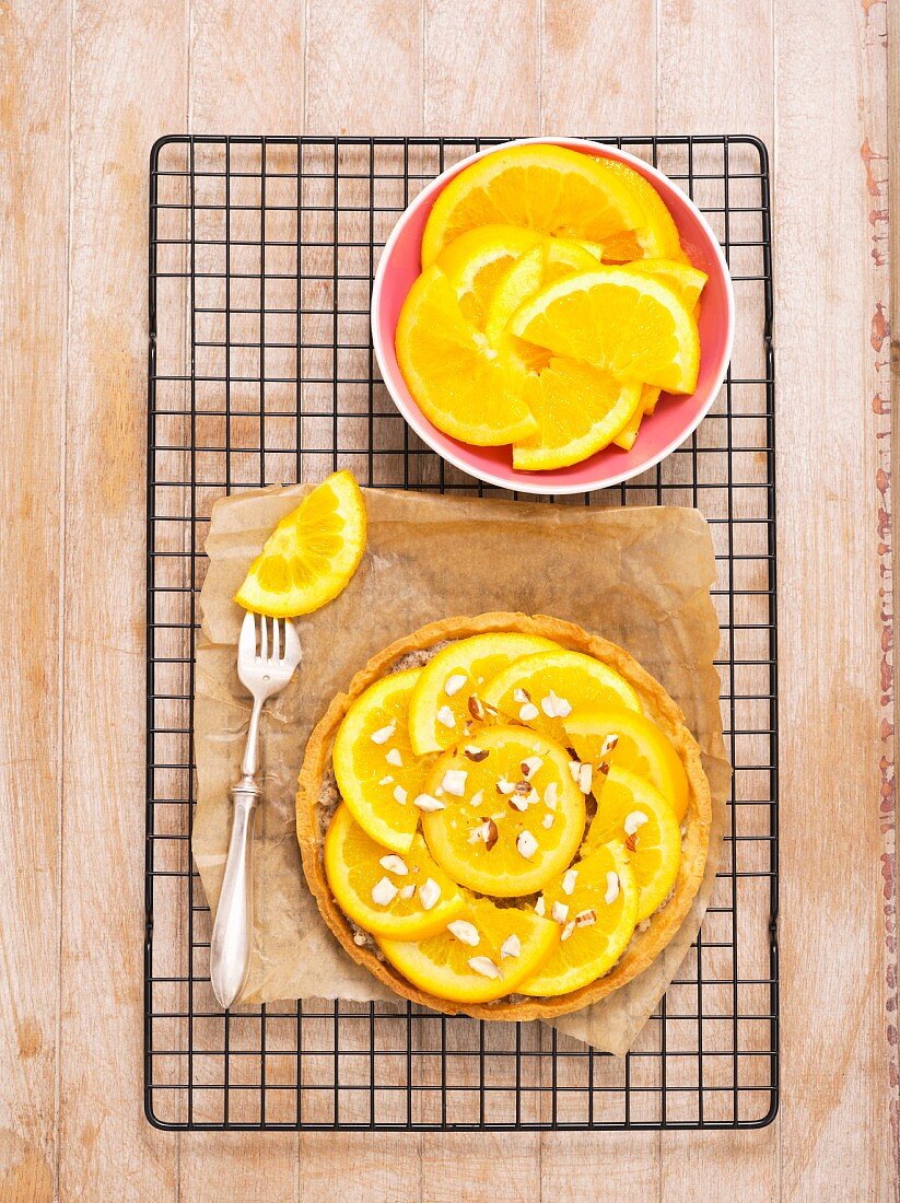 Mazurek (Easter cake, Poland) with nuts and oranges