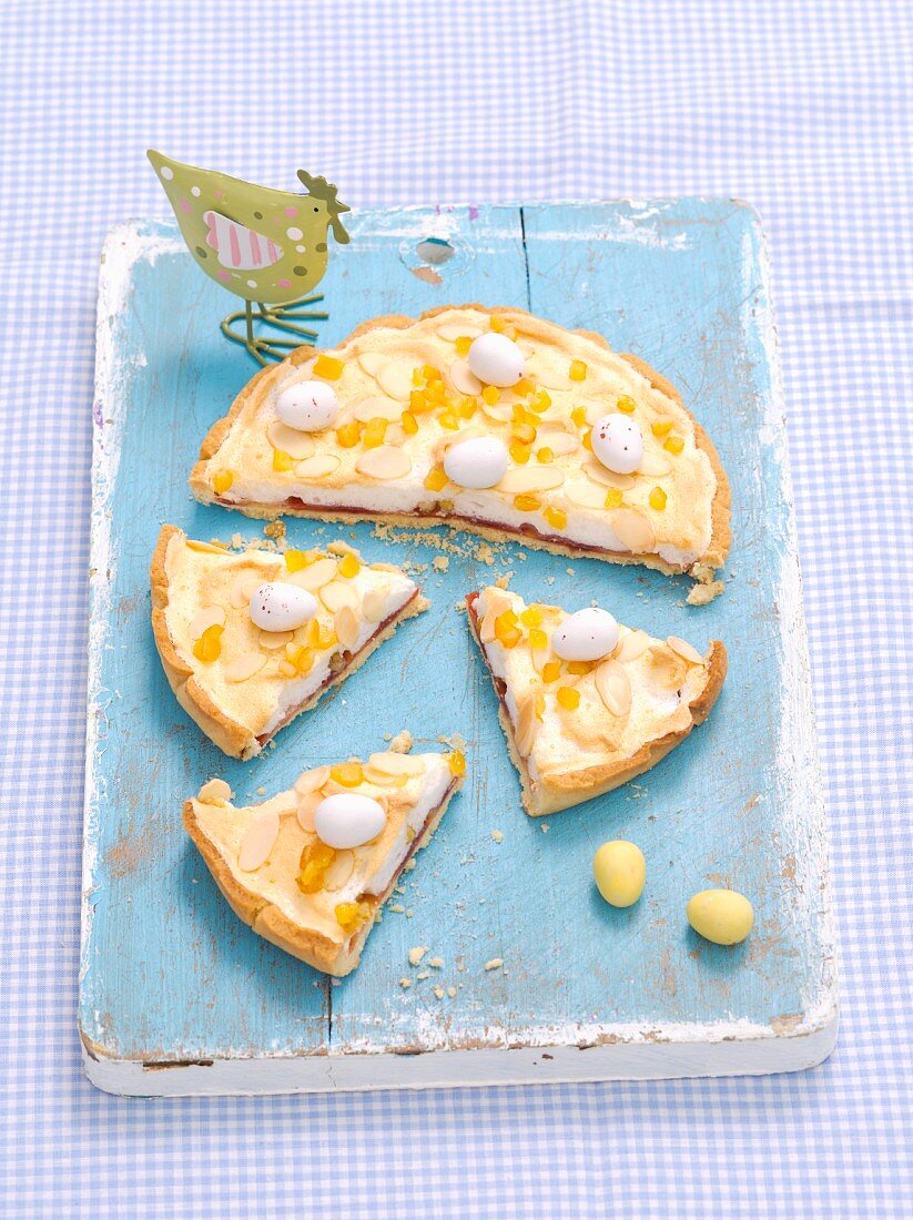 Mazurek (Easter cake, Poland) with jam and meringue