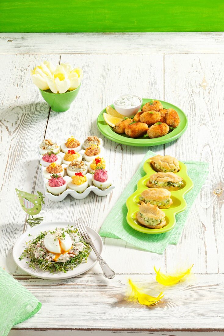 Various appetisers made with mayonnaise