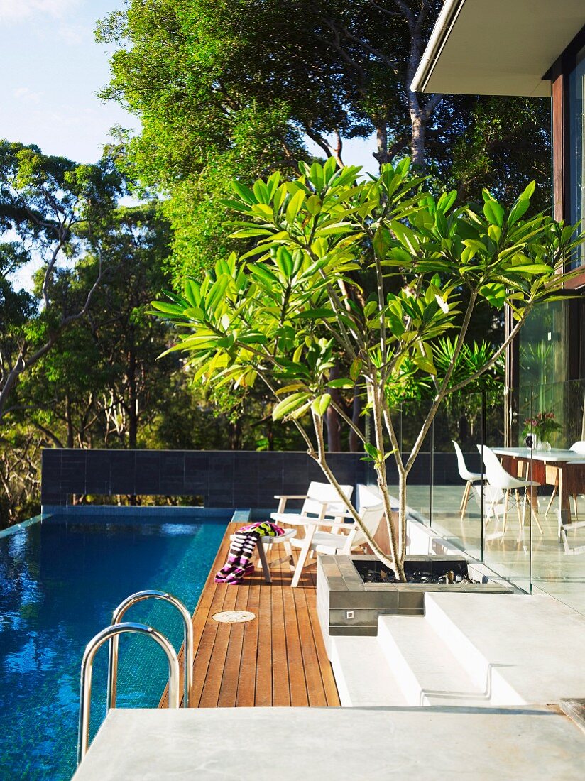 Terrasse mit Sonnendeck und Pool