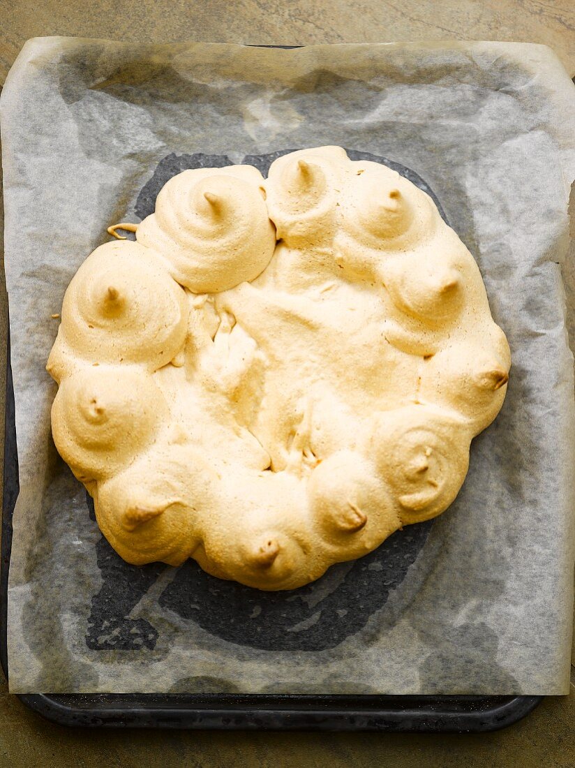 Pavlova on a baking tray