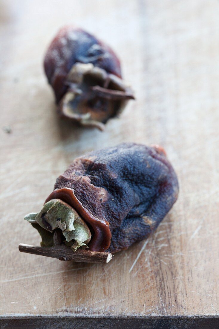 Two dried persimmons