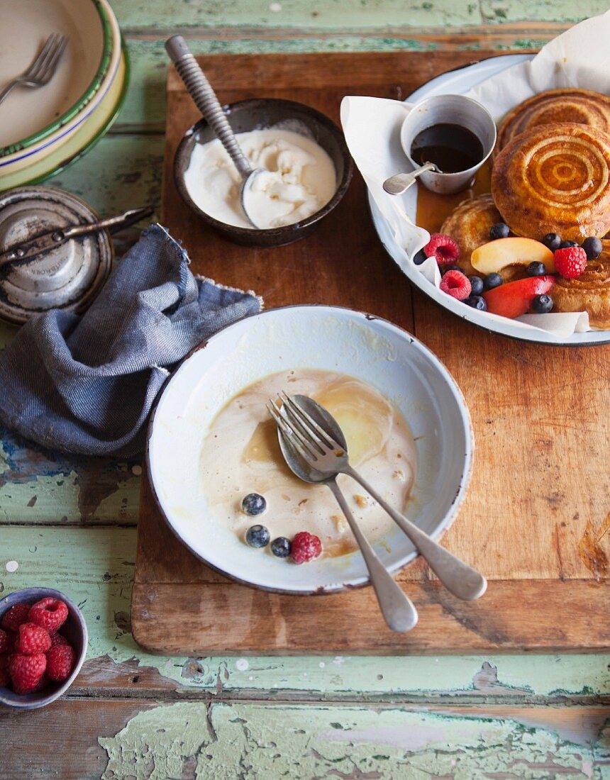 Jaffles with berries and a cleared plate