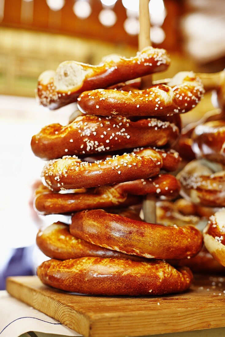 A stack of pretzels