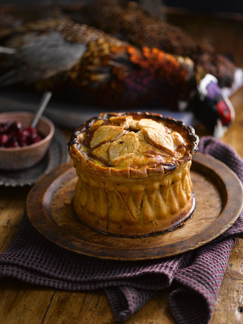 A game pie with cranberries