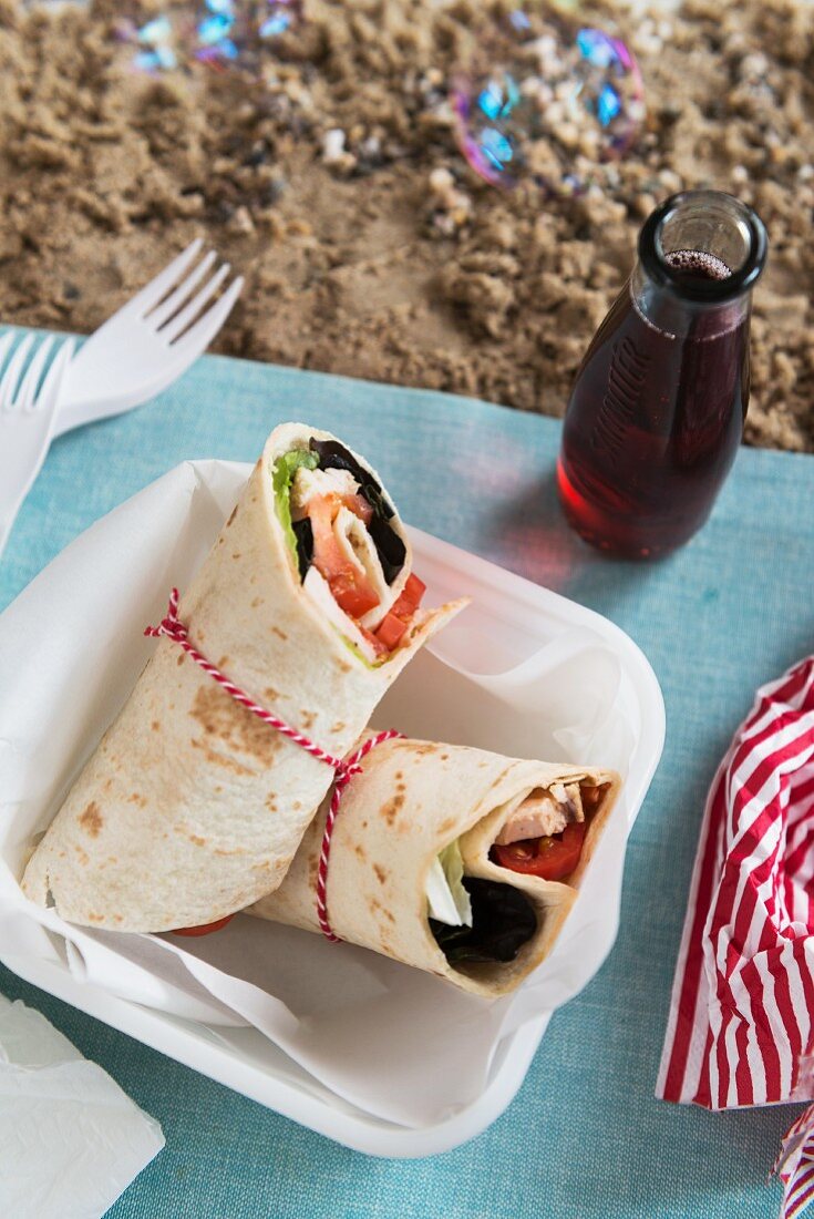 Chicken wraps for a picnic