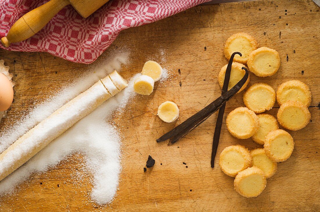 Christmas biscuits with sugar and vanilla