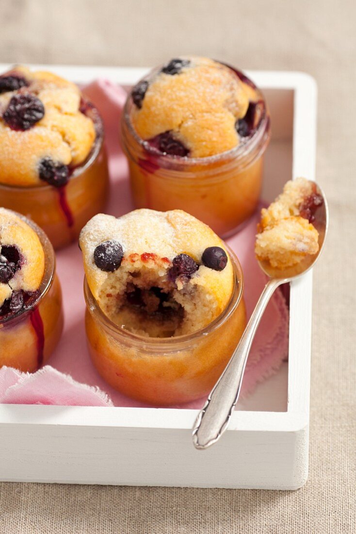 Blueberry muffins baked in glasses