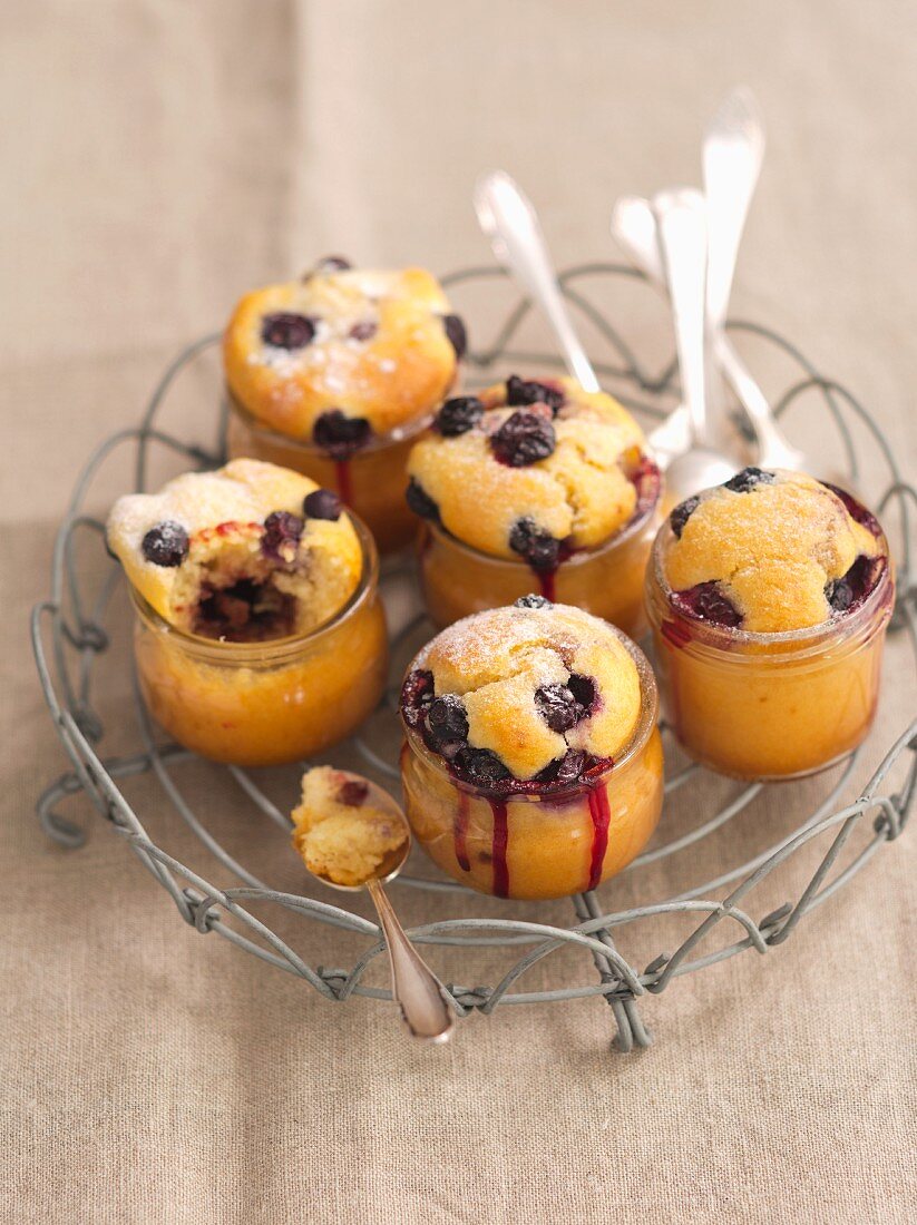 Blueberry muffins baked in glasses