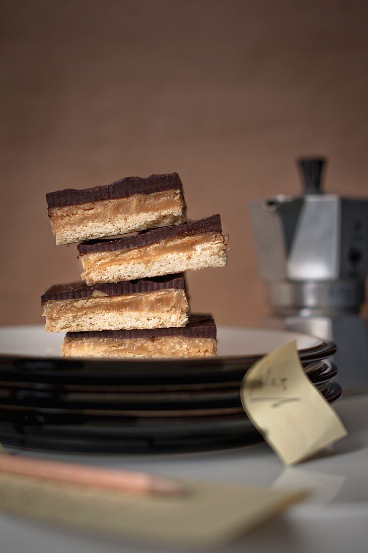 A stack of millionaires shortbread