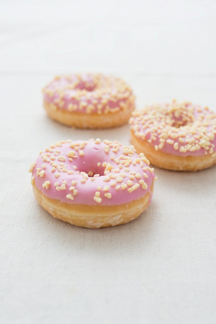 Stawberry-glazed doughnuts