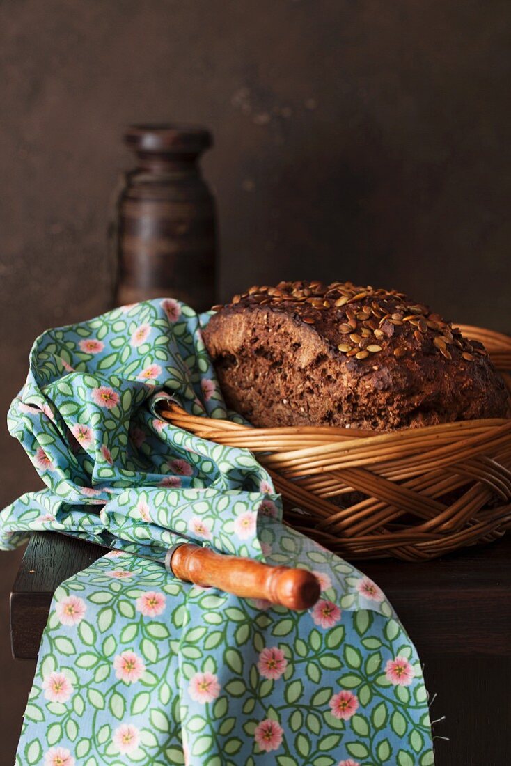 Wholemeal bread in a basket