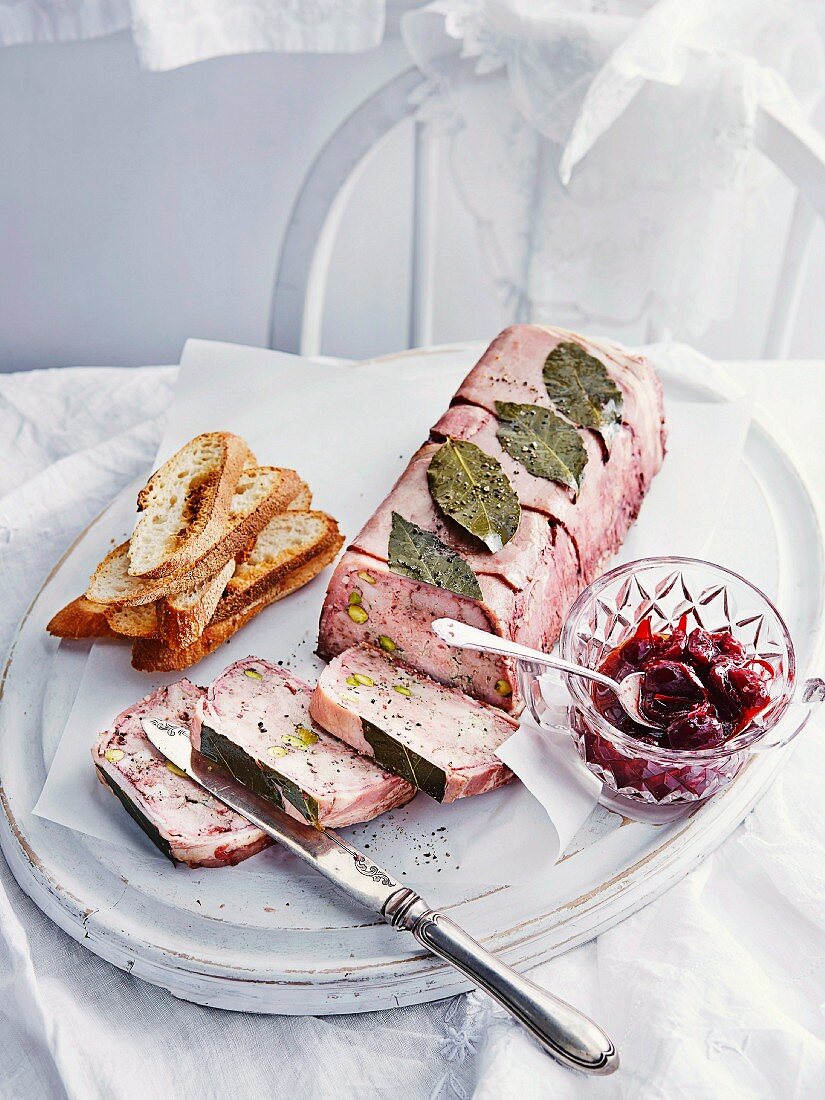 Terrine de champange with cherry relish