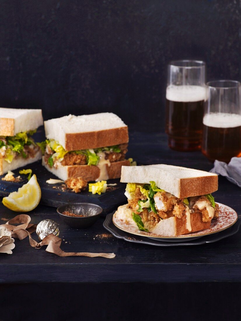 Sandwich mit knusprigen Garnelen