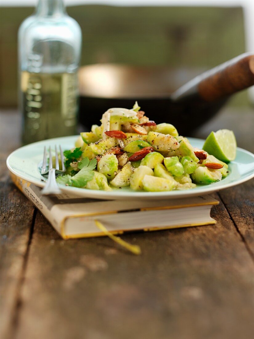 Fried Brussels sprouts with limes